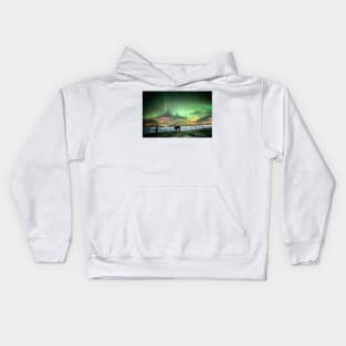 Icelandic horse under the northernlights. Kids Hoodie